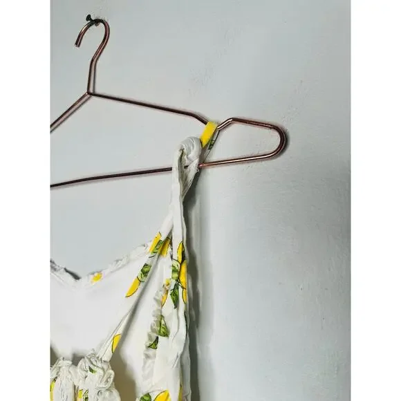 SLATE & WILLOW Yellow White Lemon Print Sweetheart Neckline Midi Dress Size XS - Picture 10 of 12